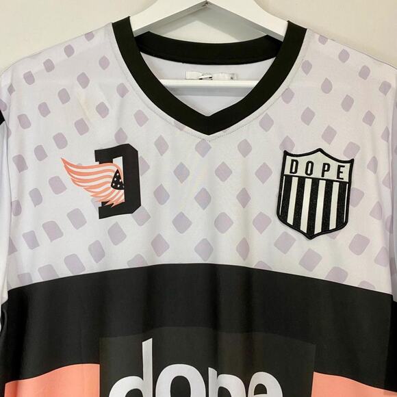 Dope Men’s Diego Jersey Soccer White Black Grey Size Medium EUC - Picture 2 of 9